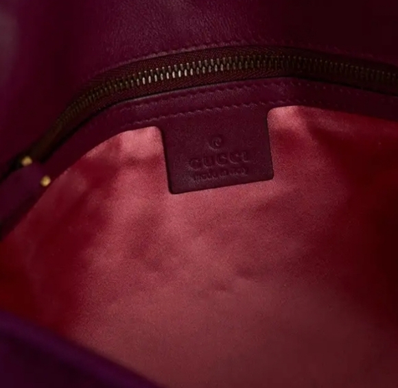 Gucci GG Marmont Velvet Matelassé Loved Embroidered Medium Shoulder Bag. - Picture 10 of 16